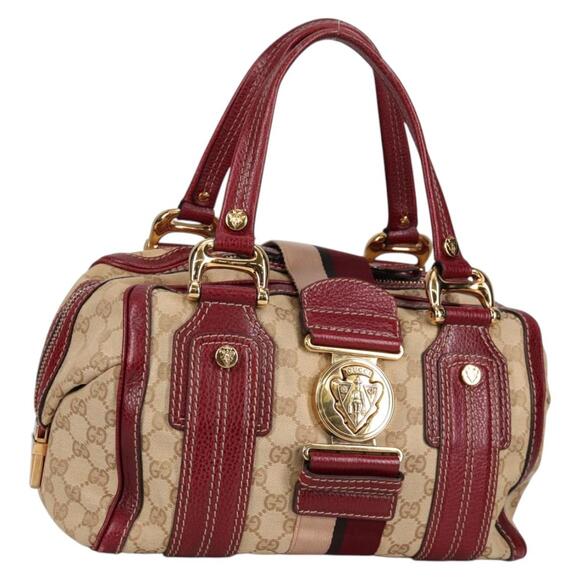 GUCCI GG Canvas Sherry Line Boston Bag Beige Gold - Picture 1 of 16